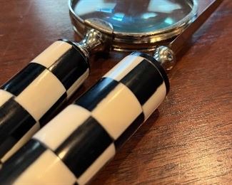 white black inlay magnifying glass and letter opener