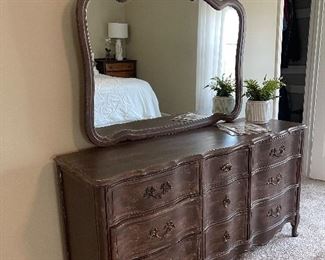 Antique French provincial dresser and mirror