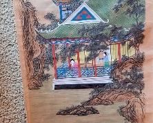 One of 4 matching hand painted scrolls, circa 1900