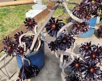 7 blue midcentury planters