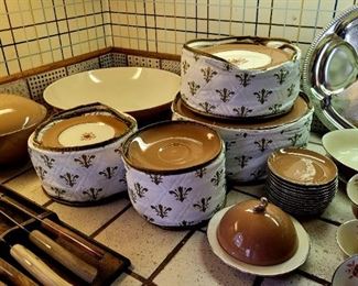 Two sets of Flintridge Cocoa Rose china