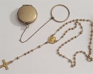 Antique gold filled locket Rosary