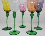 Romanian Handblown Glass Goblets with unique glass blown stems