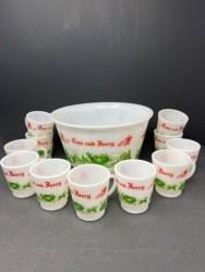 Vintage Tom and Jerry Punch Bowl with 11 cups