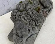 12" Long Cement Casted Sleeping Lion Statue