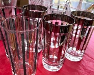 MCM striped Highball glasses cool old bar ware $20