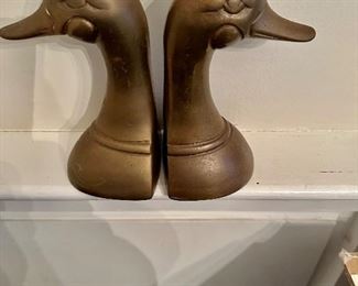 Mid Century Brass Duck Bookends