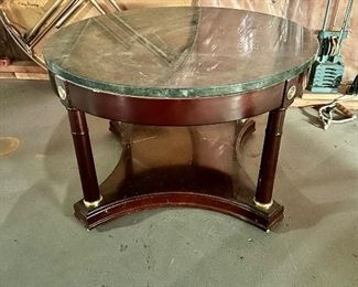 Wood Coffee Table with Green Marble Top