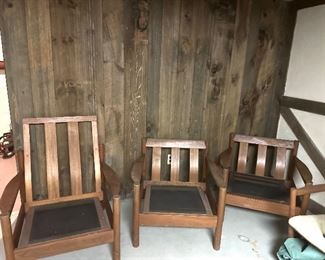 Mid Century Mission Style Solid Oak Chairs