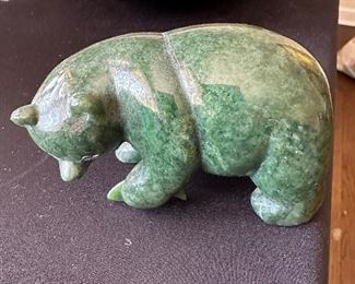 Solid Jade bear with fish