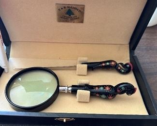 S&s Haddad hand made flamingo magnifying glass and letter opener