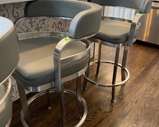 Leather bar stools; gray (3)