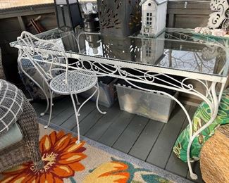 Vintage Woodard style dining table with chairs