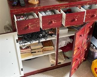 Antique painted storage cabinet