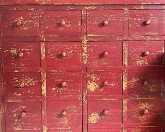 red painted drawer /cabinet