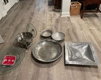 hammered silverplate serving pieces
