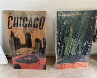 Chicago prints on wood