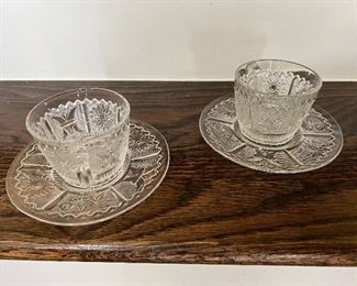 vintage sandwich glass cups/saucers