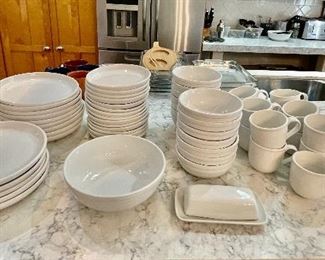Crate and Barrel white dishes