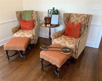 Sherrill upholstered chairs and ottomans