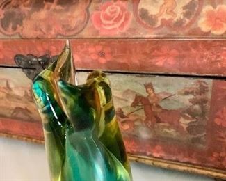Art Glass and Multiple Antique Boxes