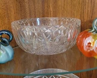 Blown glass gourds & crystal bowl