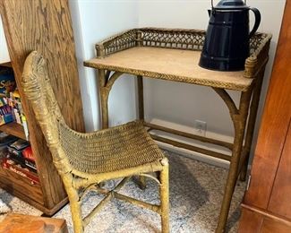 Wicker desk and chair