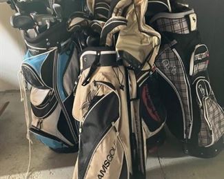 Golf clubs and bags