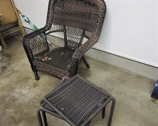 Wicker chair and tables 