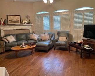 slate blue sofa set- sofa - chair & ottoman  and occasional chair -