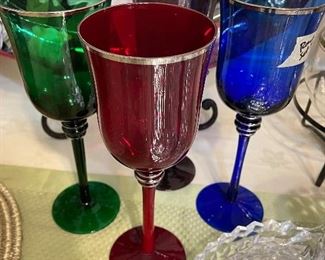 set of 4 colorful stemware  tall 