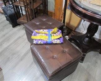 CUTE OTTOMAN W/ STORAGE, HANDMADE AFRICAN FABRIC.