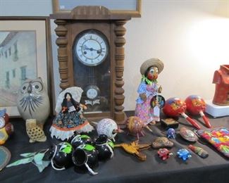 HANDMADE OAXACAN MEXICO ART, ANTIQUE CLOCK