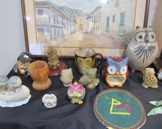 PRECIOUS MOMENTS, OWL COLLECTIBLES, OAXACAN ART - WATERCOLOR ORIGINAL