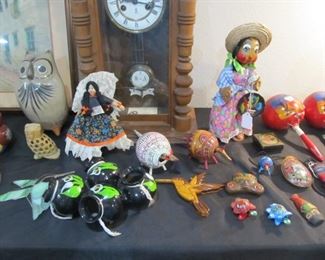 HANDMADE OAXACAN MEXICO ART, ANTIQUE CLOCK