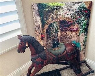 Wooden rocking horse wall art, so Worskey crystals, Waterford