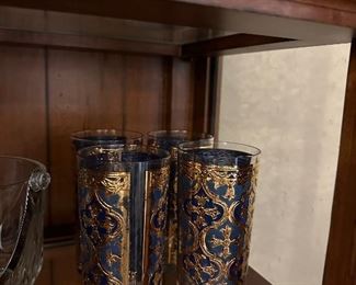 Georges Briard blue and gold vintage MCM glasses.  