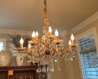 Neiman Marcus crystorama golden teak golden 12 light chandelier.  