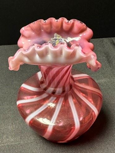 Fenton Cranberry Opalescent Vase