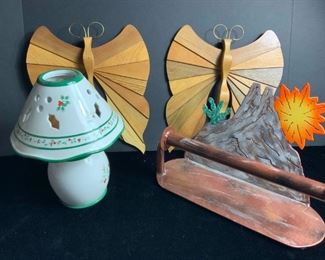 Pfaltzgraff Candle Lamp, Wood Butterflies, Paper Towel Holder