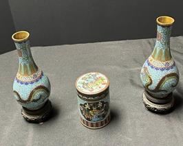 Enamel On Copper Vases Stands And More