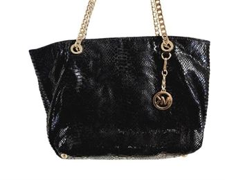 05 Michael Kors Rare Design  Snakeskin Embossed Leather Handbag