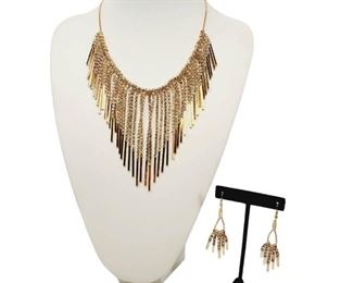 Beautiful Goldtone Rhinestone Necklace Set