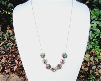 Gold Bead Chain Cloisonne Necklace