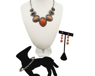 Orange Brown  Tan Necklace  Earrings  Bracelet