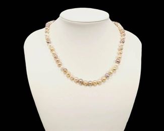 Sterling Silver Freshwater Multi Colored Pearl Necklace