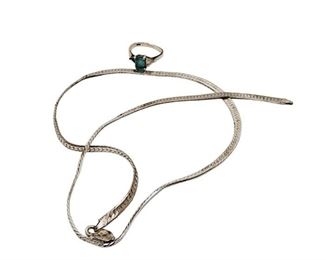 Sterling Silver Herringbone Necklace Ring  Need Repair