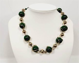 Vintage Gold Green Choker Necklace