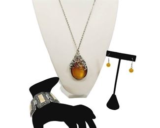 Yellow Droplet Necklace Earrings  Bracelet