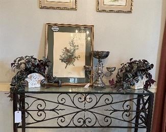 Iron Sofa Table with Glass Top 